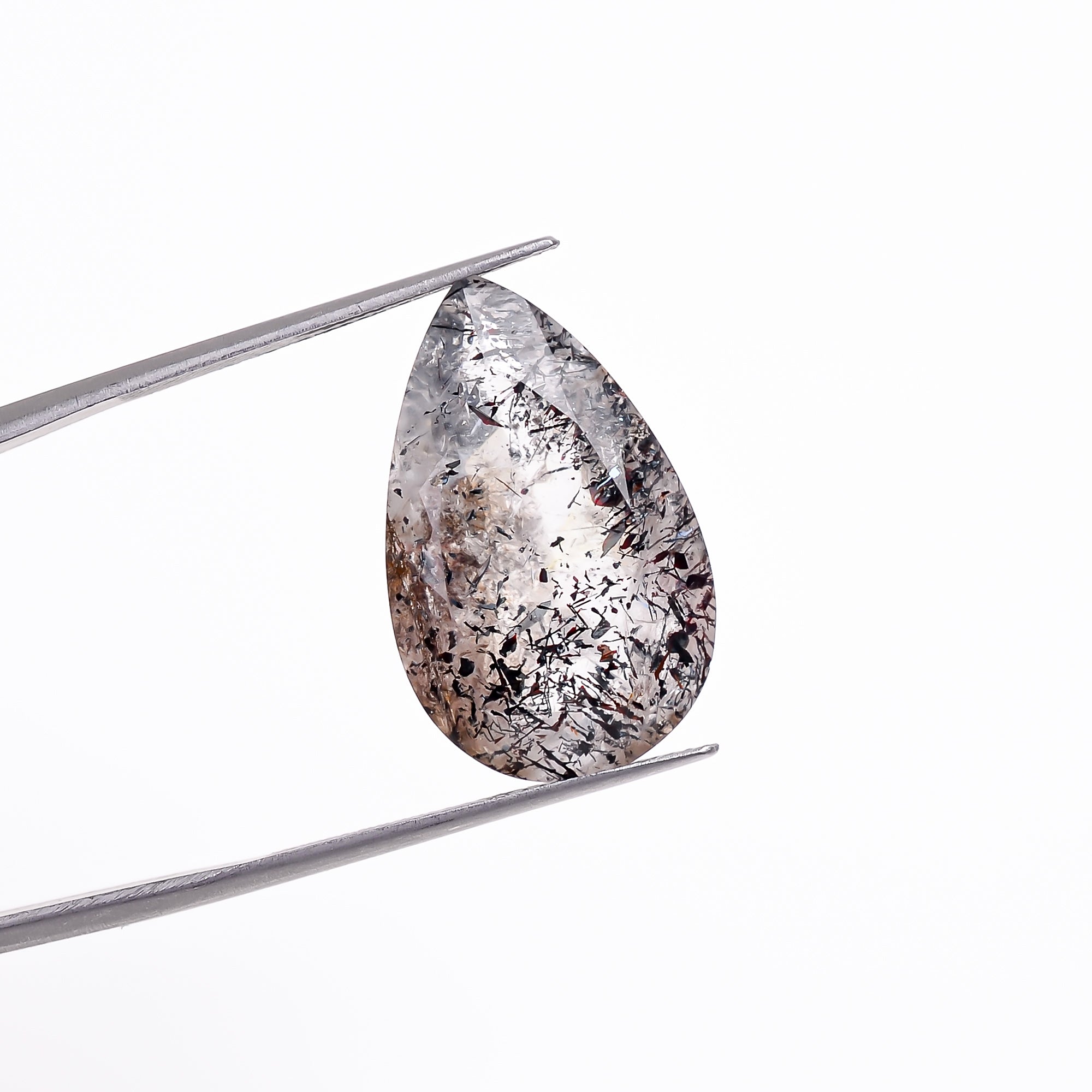 elestial hematite quartz pear shape cut stone loose gemstone